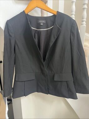 Ann Taylor Black Tailored Blazer with Flap Pockets